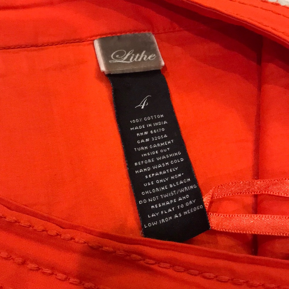 Anthropologie Red A-Line Skirt with Cream Embroidery - Picture 5 of 7